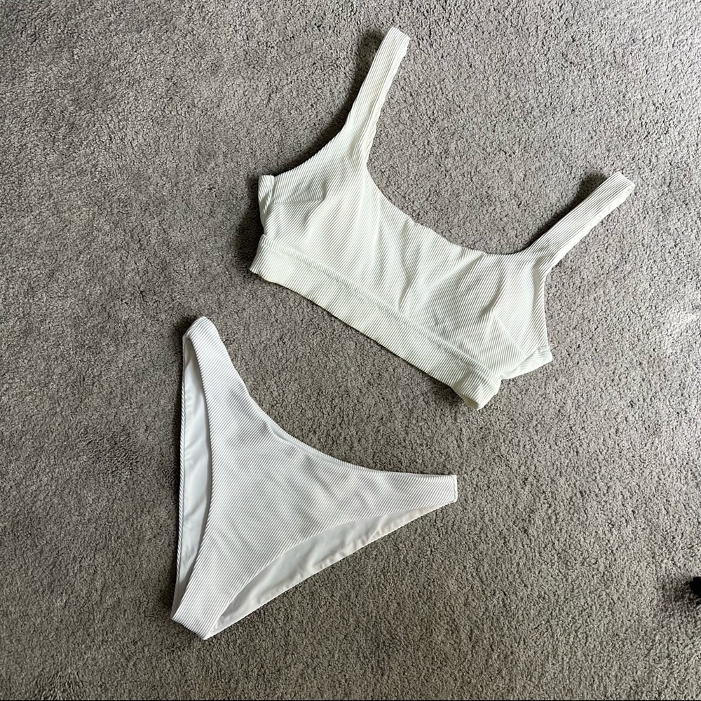 Aerie Ribbed Banded Wide Strap Scoop Bikini Set